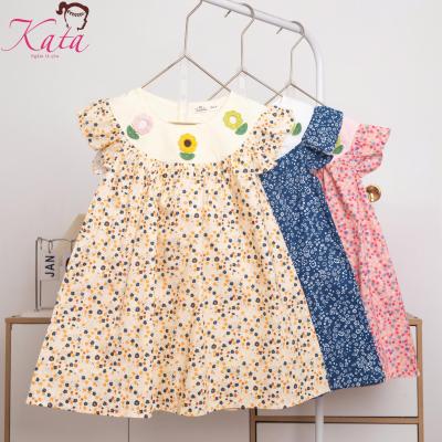 Đầm hoa bé gái Kata phối cổ đính hoa dệt - D99